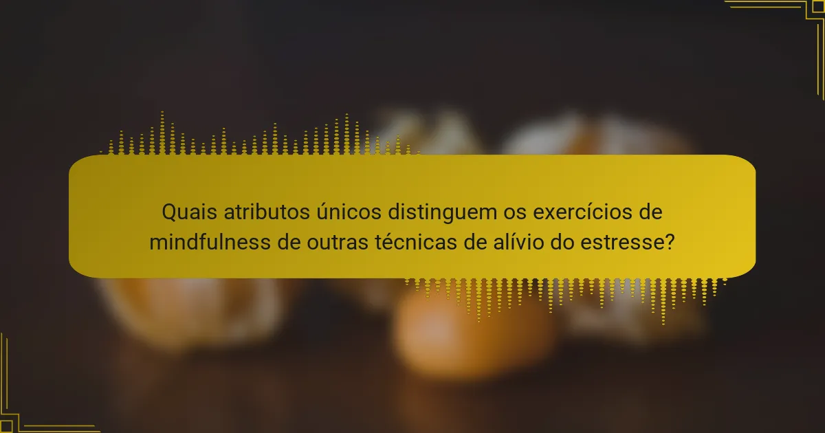 Quais atributos únicos distinguem os exercícios de mindfulness de outras técnicas de alívio do estresse?