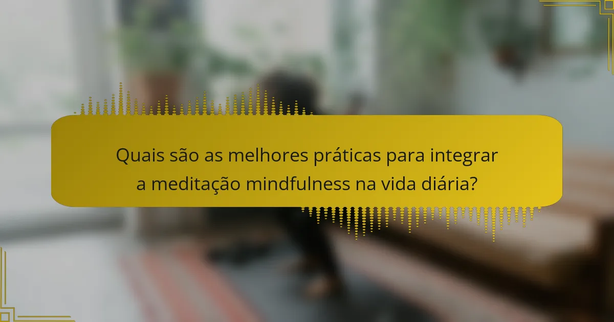 Quais são as melhores práticas para integrar a meditação mindfulness na vida diária?