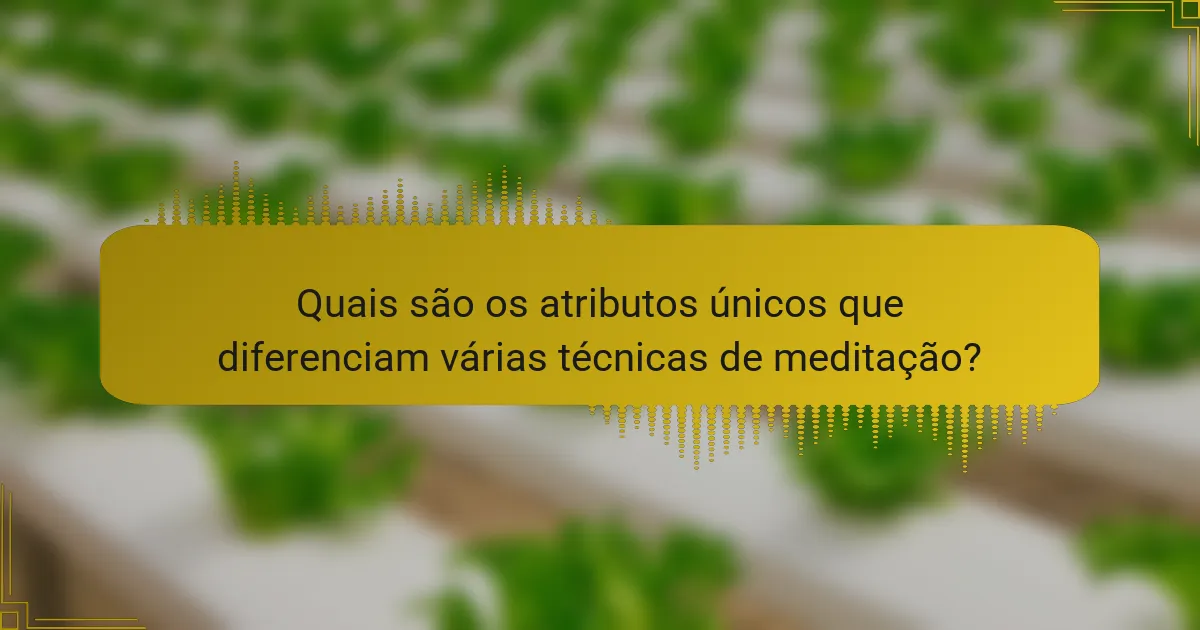 Quais são os atributos únicos que diferenciam várias técnicas de meditação?