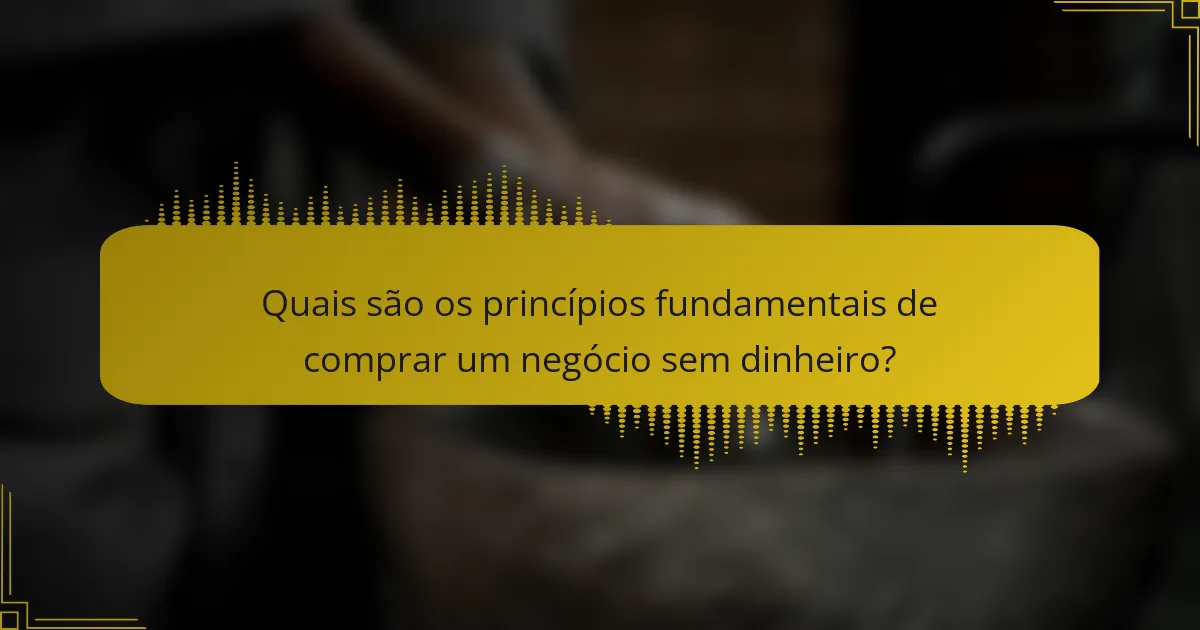 Quais são os princípios fundamentais de comprar um negócio sem dinheiro?