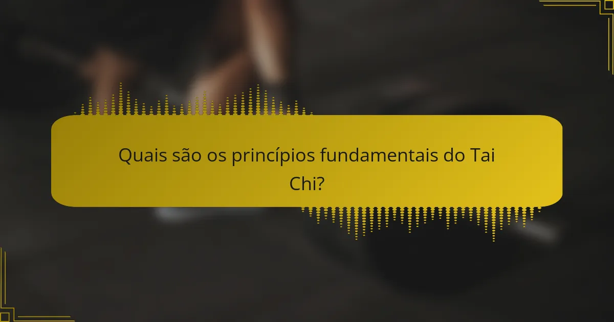 Quais são os princípios fundamentais do Tai Chi?